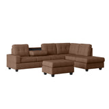 Heights Chocolate Brown Reversible Sectional with Storage Ottoman from Homelegance - Luna Furniture