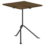 Heitor Dark Brown and Gunmetal Square Accent Table with Tripod Legs from Coaster - Luna Furniture