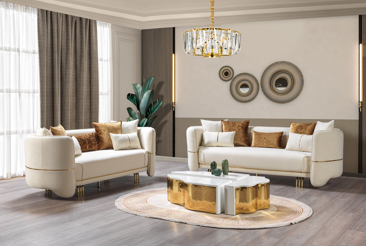 Helena Ivory Velvet Living Room Set from Nova Furniture - Luna Furniture