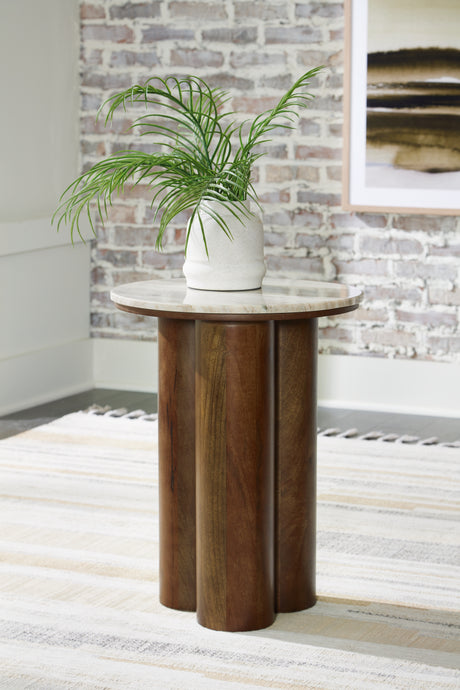 Henfield Beige/Brown Accent Table from Ashley - Luna Furniture