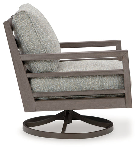 Hillside Barn Gray/Brown Outdoor Swivel Lounge with Cushion from Ashley - Luna Furniture