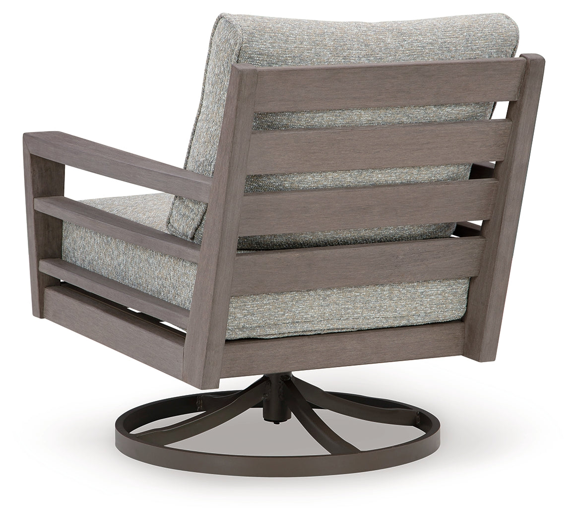 Hillside Barn Gray/Brown Outdoor Swivel Lounge with Cushion from Ashley - Luna Furniture