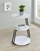 Hilly White and Black 3-Tier Round Side Table from Coaster - Luna Furniture