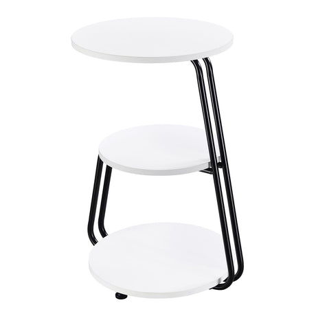 Hilly White and Black 3-Tier Round Side Table from Coaster - Luna Furniture