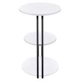 Hilly White and Black 3-Tier Round Side Table from Coaster - Luna Furniture