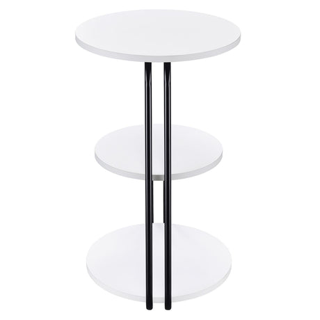 Hilly White and Black 3-Tier Round Side Table from Coaster - Luna Furniture