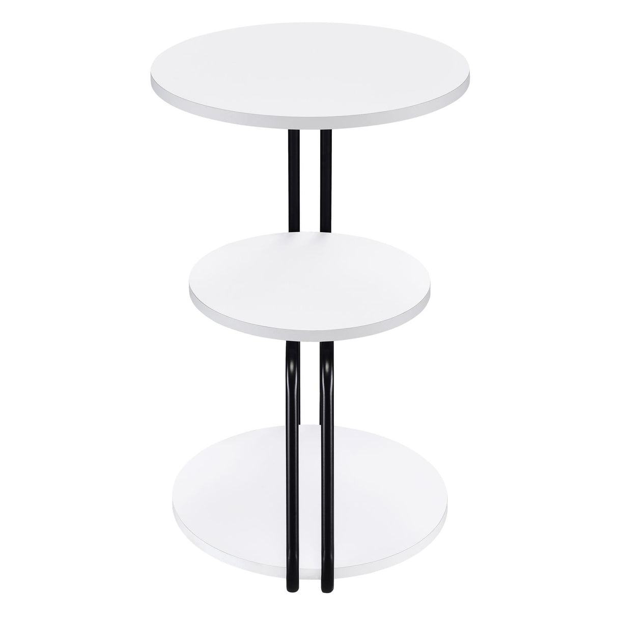 Hilly White and Black 3-Tier Round Side Table from Coaster - Luna Furniture