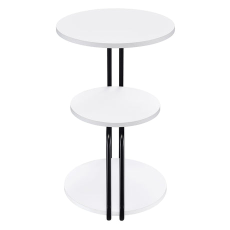 Hilly White and Black 3-Tier Round Side Table from Coaster - Luna Furniture