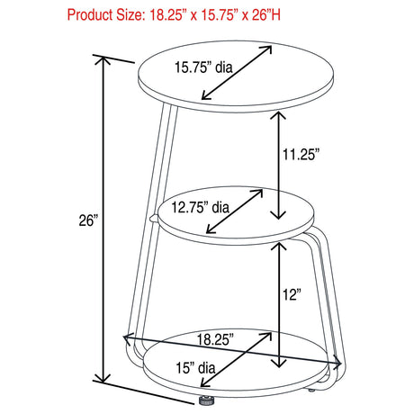 Hilly White and Black 3-Tier Round Side Table from Coaster - Luna Furniture