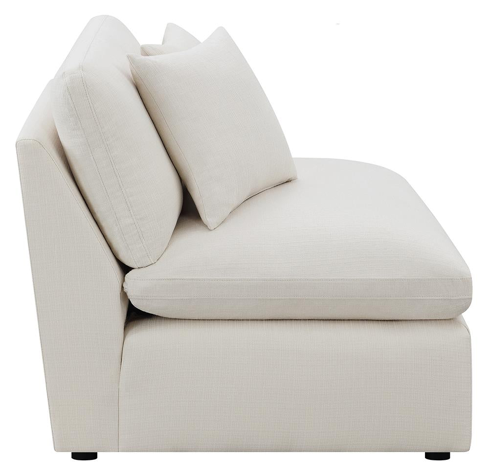 Hobson Off-White Cushion Back Armless Chair from Coaster - Luna Furniture