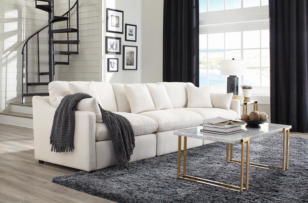 Hobson Off-White Cushion Back Armless Chair from Coaster - Luna Furniture