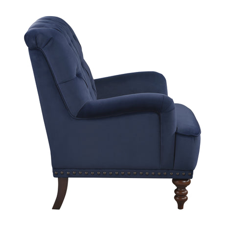 Holland Park Dark Blue Velvet Accent Chair from Homelegance - Luna Furniture