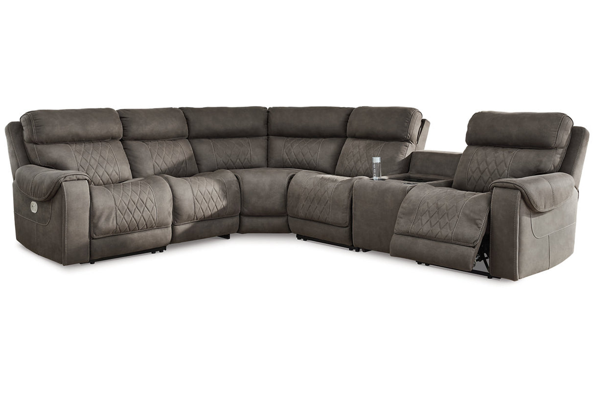 Hoopster Gunmetal 6-Piece Power Reclining Sectional from Ashley - Luna Furniture
