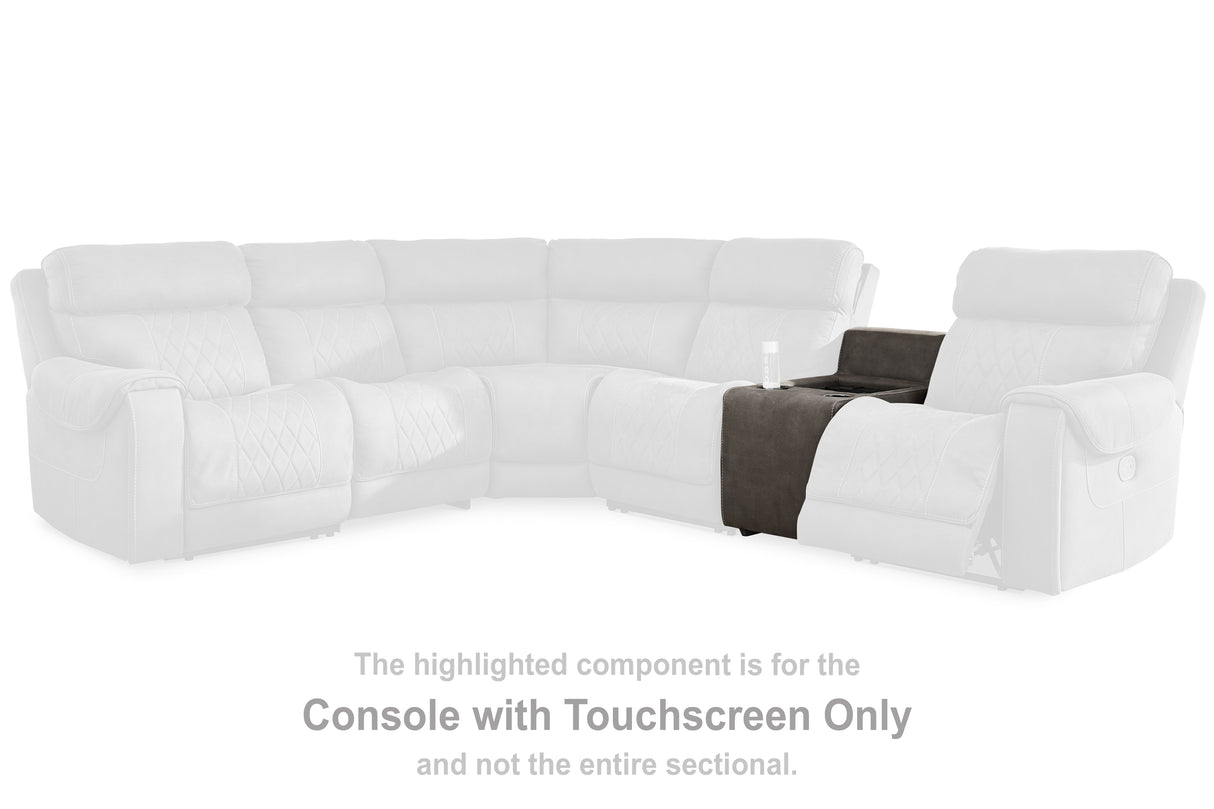 Hoopster Gunmetal Console with Touchscreen from Ashley Furniture - Luna Furniture