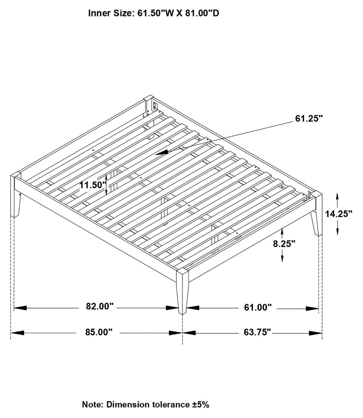 Hounslow Black Queen Platform Bed from Coaster - Luna Furniture