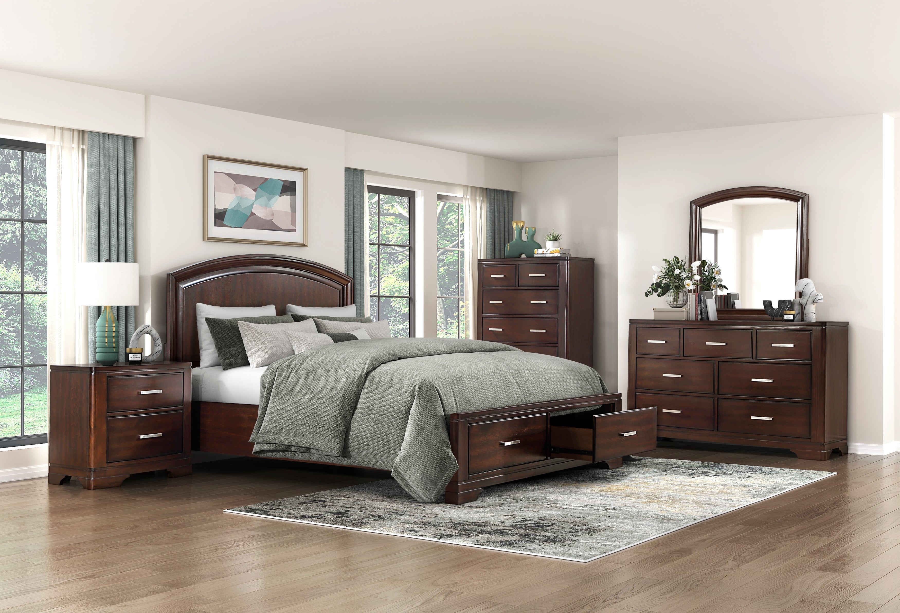 Hudson Cherry Storage Platform Bedroom Set – Luna Furniture