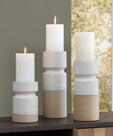 Hurston Ivory/Brown Candle Holder from Ashley - Luna Furniture