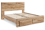 Hyanna Tan Brown King Storage Platform Bed from Ashley Furniture - Luna Furniture
