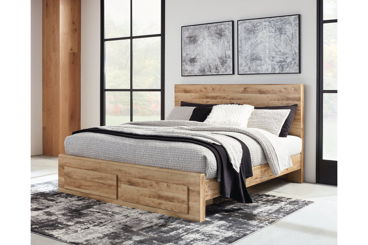 Hyanna Tan Brown Queen Storage Platform Bed from Ashley Furniture - Luna Furniture