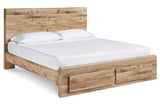Hyanna Tan Brown Queen Storage Platform Bed from Ashley Furniture - Luna Furniture