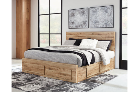 Hyanna Tan Brown Queen Storage Platform Bed with 6 Drawers from Ashley - Luna Furniture