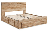 Hyanna Tan Brown King Storage Platform Bed with 6 Drawers from Ashley - Luna Furniture