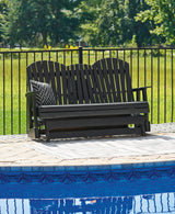 Hyland wave Black Outdoor Glider Loveseat from Ashley - Luna Furniture