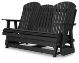 Hyland wave Black Outdoor Glider Loveseat from Ashley - Luna Furniture