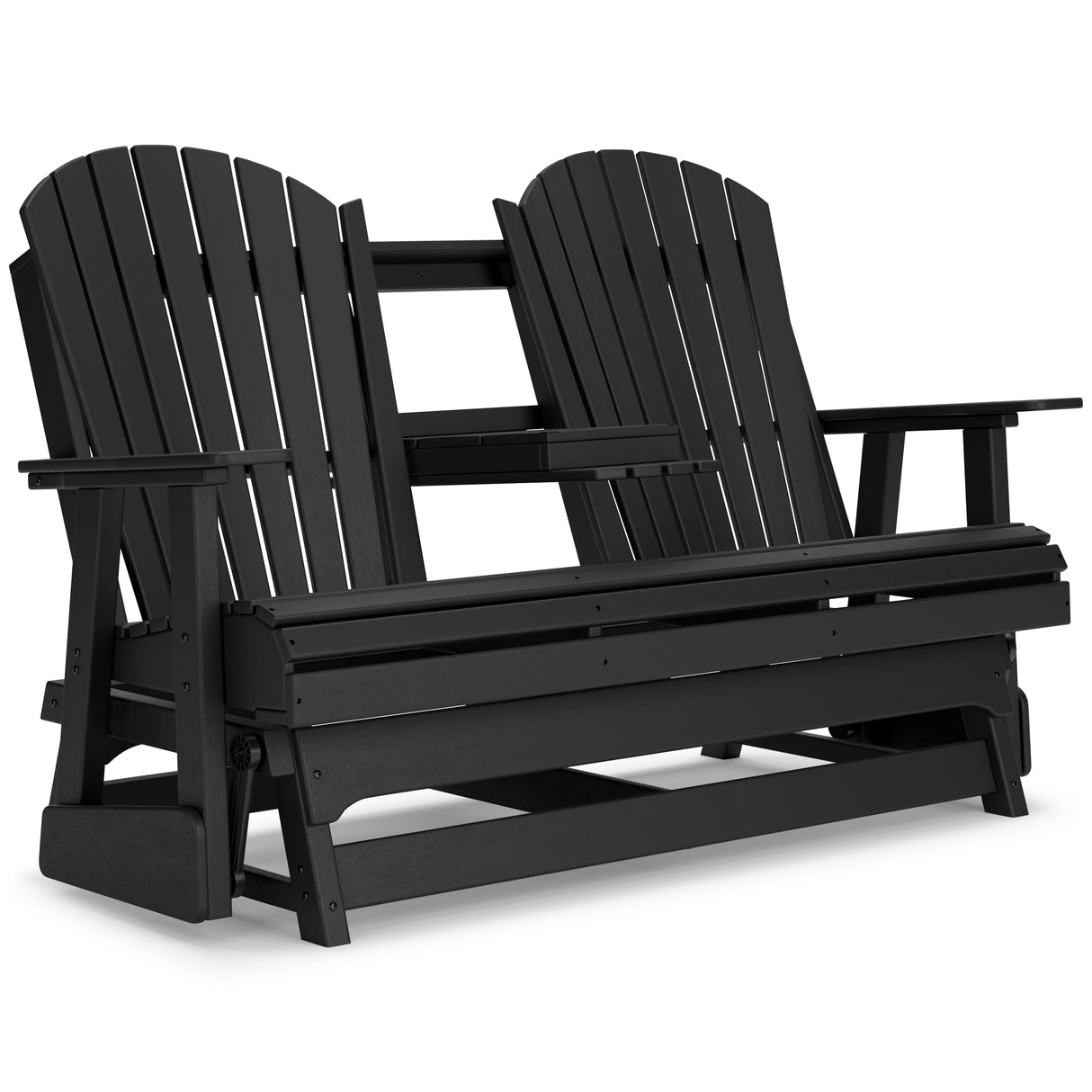 Hyland wave Black Outdoor Glider Loveseat from Ashley - Luna Furniture