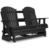 Hyland wave Black Outdoor Glider Loveseat from Ashley - Luna Furniture
