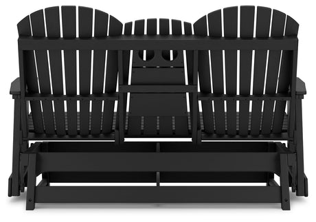 Hyland wave Black Outdoor Glider Loveseat from Ashley - Luna Furniture
