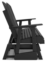 Hyland wave Black Outdoor Glider Loveseat from Ashley - Luna Furniture