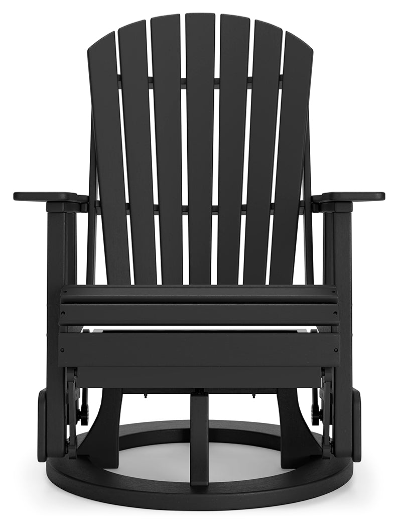 Hyland wave Black Outdoor Swivel Glider Chair from Ashley - Luna Furniture