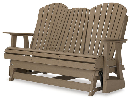 Hyland wave Driftwood Outdoor Glider Loveseat from Ashley - Luna Furniture