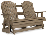 Hyland wave Driftwood Outdoor Glider Loveseat from Ashley - Luna Furniture