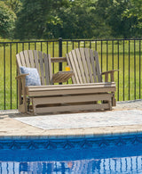 Hyland wave Driftwood Outdoor Glider Loveseat from Ashley - Luna Furniture