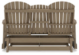 Hyland wave Driftwood Outdoor Glider Loveseat from Ashley - Luna Furniture
