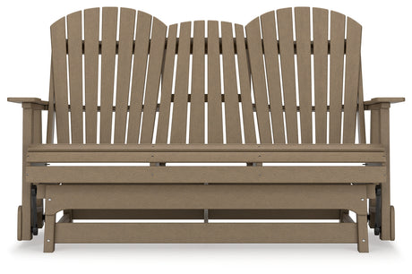 Hyland wave Driftwood Outdoor Glider Loveseat from Ashley - Luna Furniture