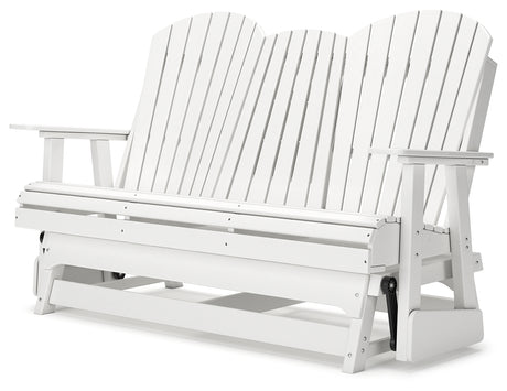 Hyland wave White Outdoor Glider Loveseat from Ashley - Luna Furniture