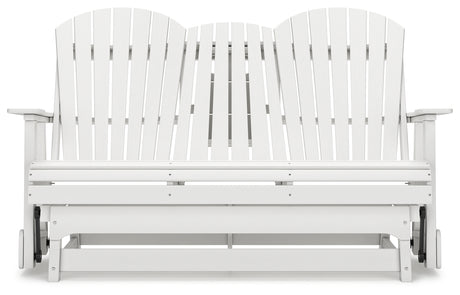 Hyland wave White Outdoor Glider Loveseat from Ashley - Luna Furniture