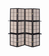 Iggy Tan and Cappuccino 4-Panel Folding Screen with Removable Shelves from Coaster - Luna Furniture