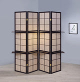 Iggy Tan and Cappuccino 4-Panel Folding Screen with Removable Shelves from Coaster - Luna Furniture