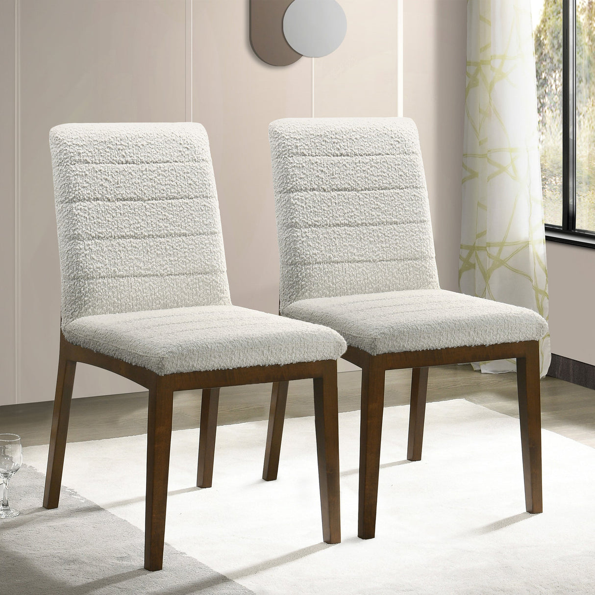 Ines White Boucle Dining Chair (Set of 2) from Midinmod - Luna Furniture