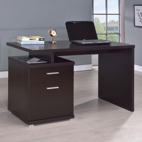 Irving Cappuccino 2-Drawer Office Desk with Cabinet from Coaster - Luna Furniture