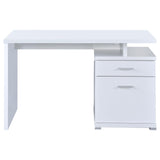 Irving White 2-Drawer Office Desk with Cabinet from Coaster - Luna Furniture