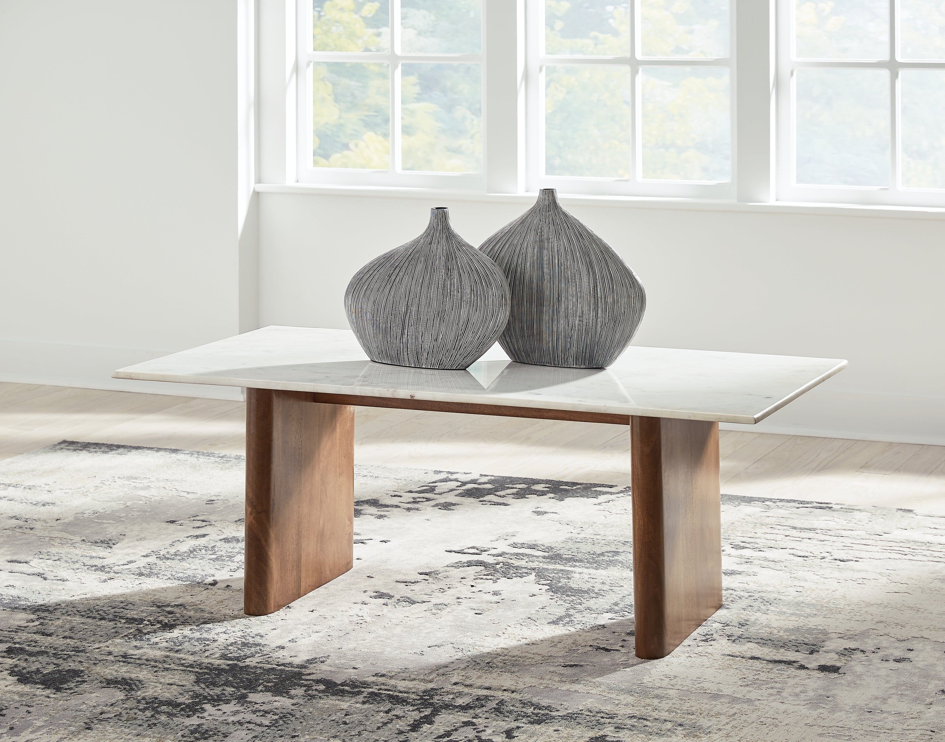 Isanti Light Brown/White Coffee Table - Luna Furniture