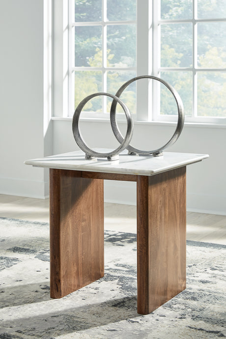 Isanti Light Brown/White End Table from Ashley - Luna Furniture