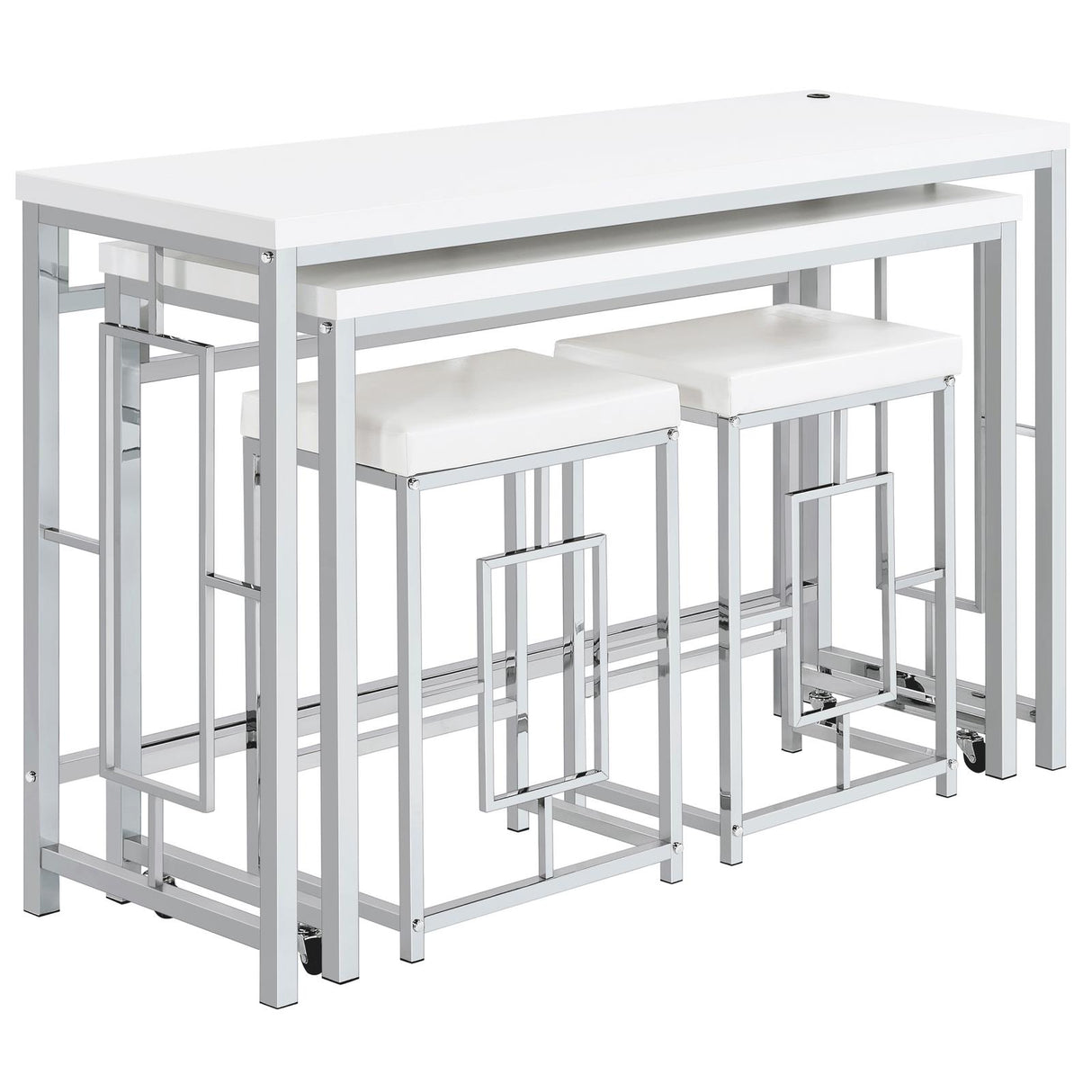 Jackson White and Chrome 4-Piece Multipurpose Counter Height Table Set from Coaster - Luna Furniture