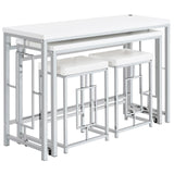 Jackson White and Chrome 4-Piece Multipurpose Counter Height Table Set from Coaster - Luna Furniture