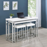 Jackson White and Chrome 4-Piece Multipurpose Counter Height Table Set from Coaster - Luna Furniture